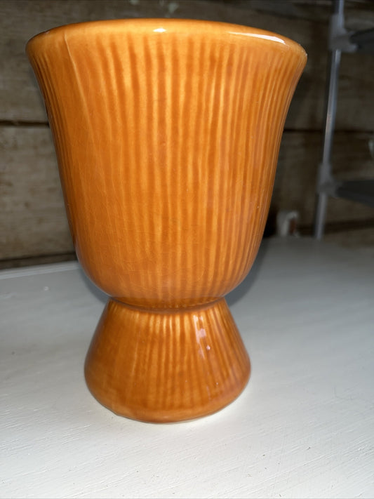 Roseville, OH - RRP CO 6” Vase - Orange with Fluted Sides