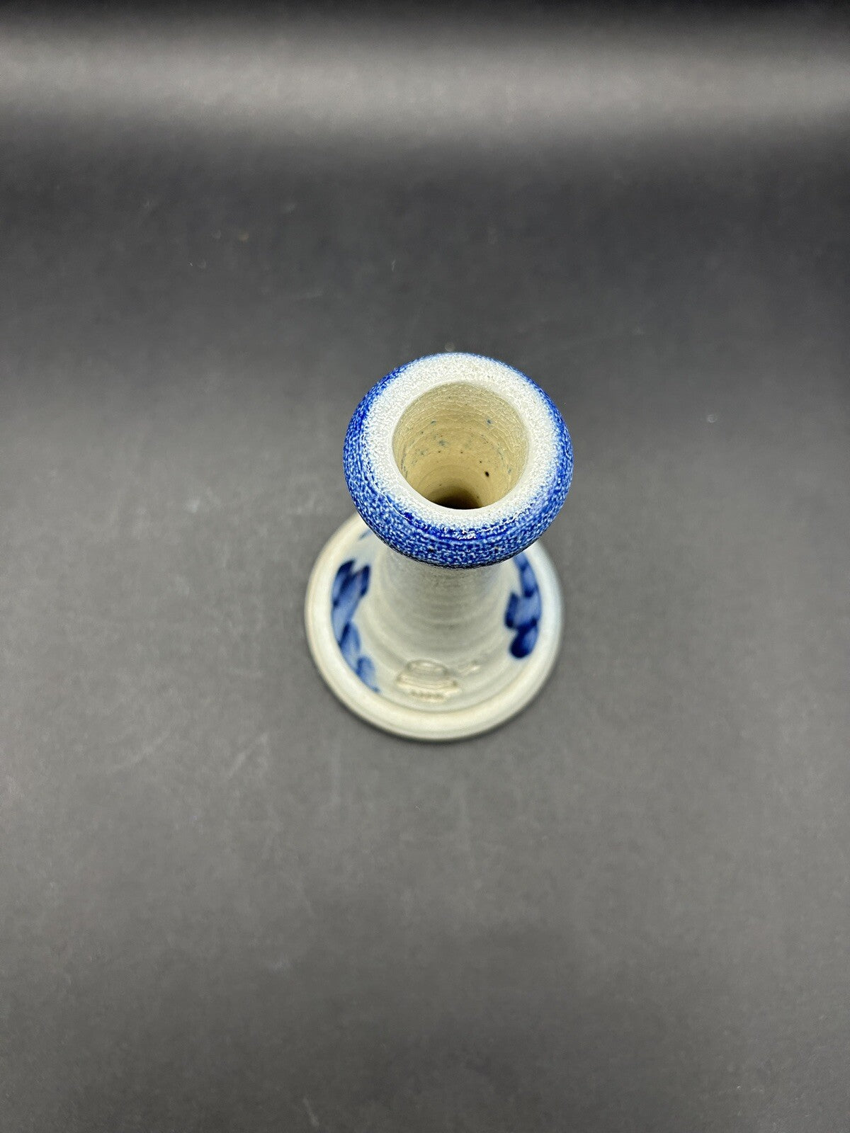  Rowe Pottery Works Candle Stick Holder Vintage 5" Cobalt Salt Glaze 1990 20A