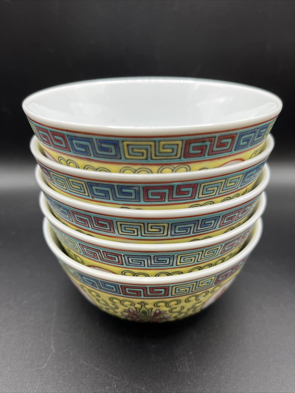 Jingdezhen Bowl Chinese Style Zhengde Straight Mouth Old Style. 4”.  Set Of 5