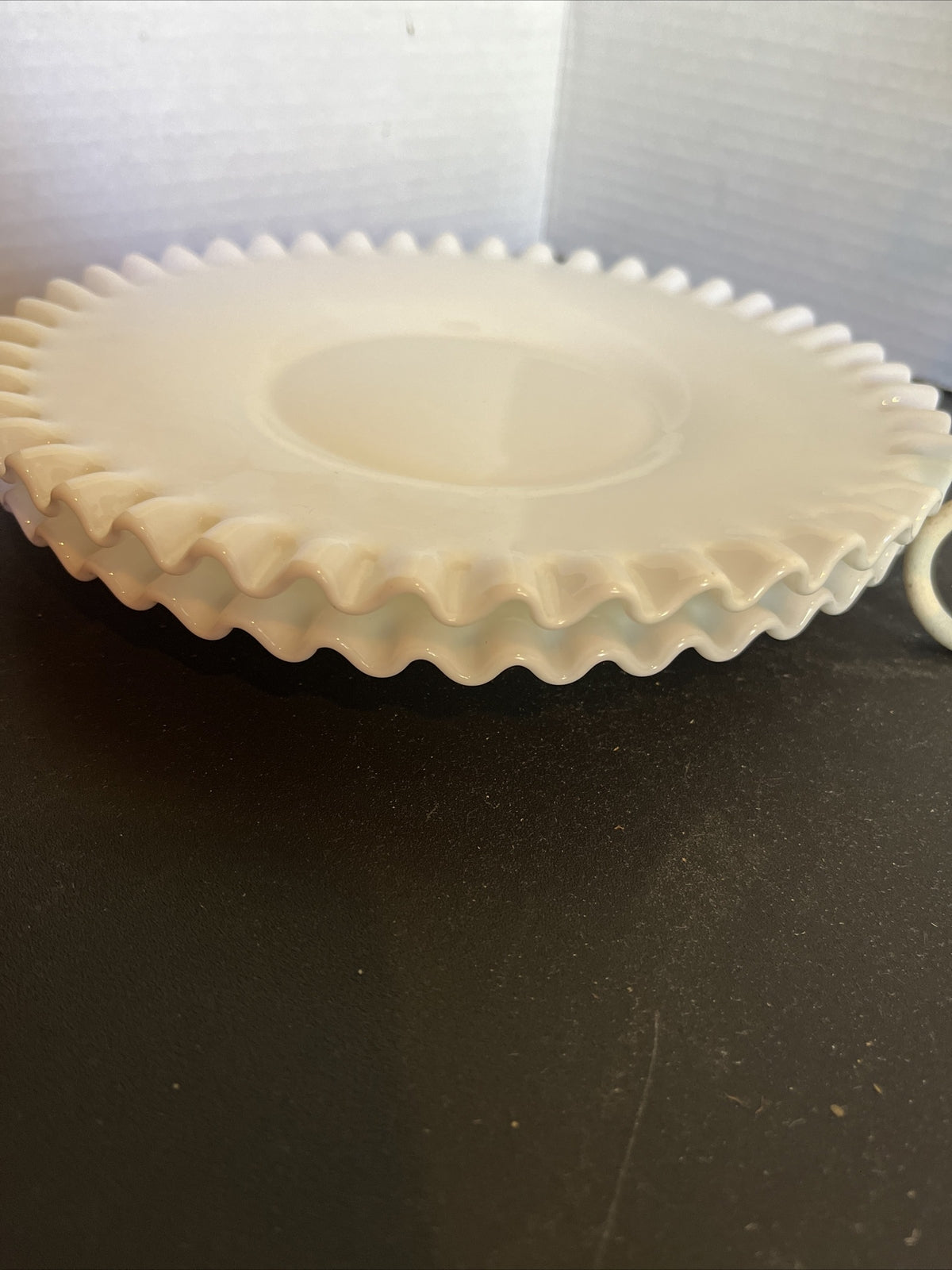 vintage Fenton Silver Crest Ruffled Edge Low Foot 8.25” Serving Plate (2)