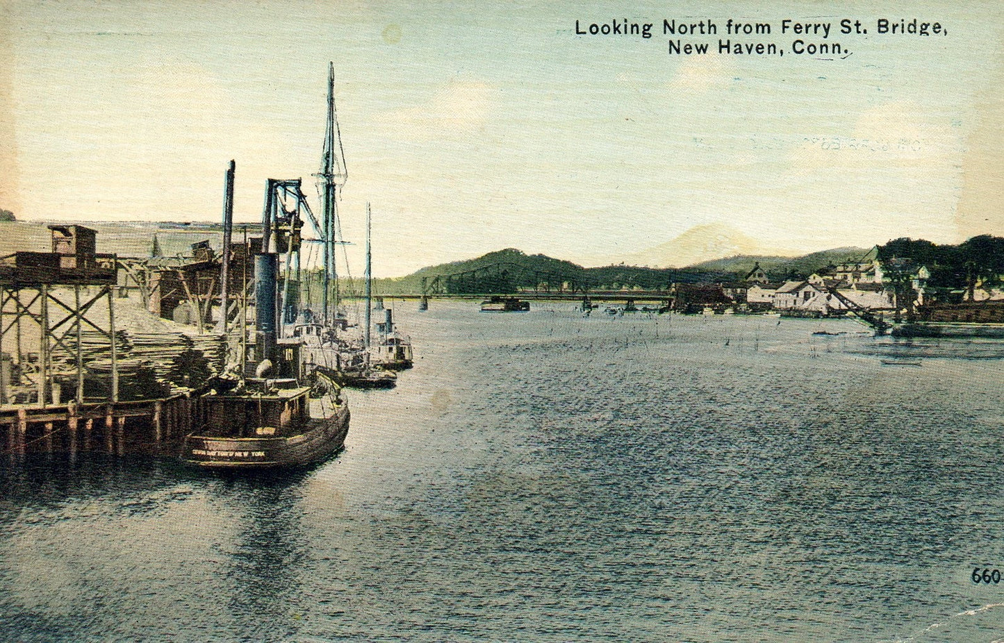 Looking North From Ferry St. Bridge New Haven CT Connecticut Postcard