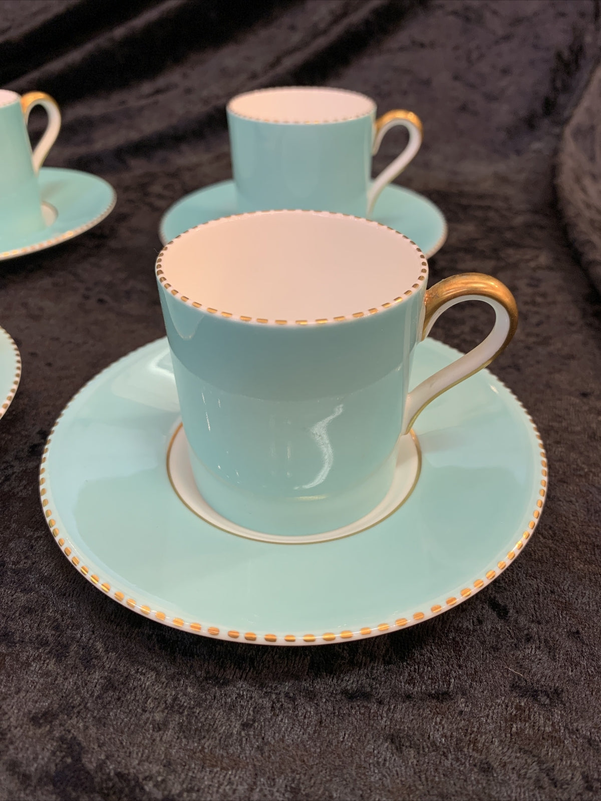 Vintage Set of 7 Wedgewood April Robins Egg Blue Demitasse Teacup and Saucers