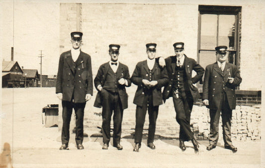 Real Photo Men in Uniform Railroad Vintage 5" x 3" photograph #2