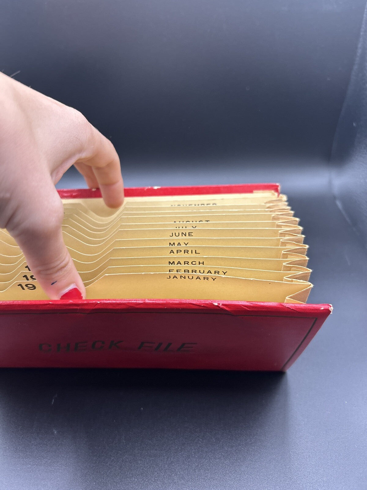 Vintage Red 12 Month Check File Jan-Dec Made in Japan