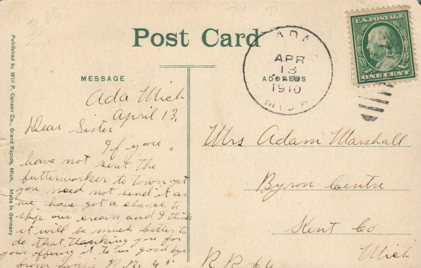 Ada Hotel in Ada Michigan Mich MI Postcard