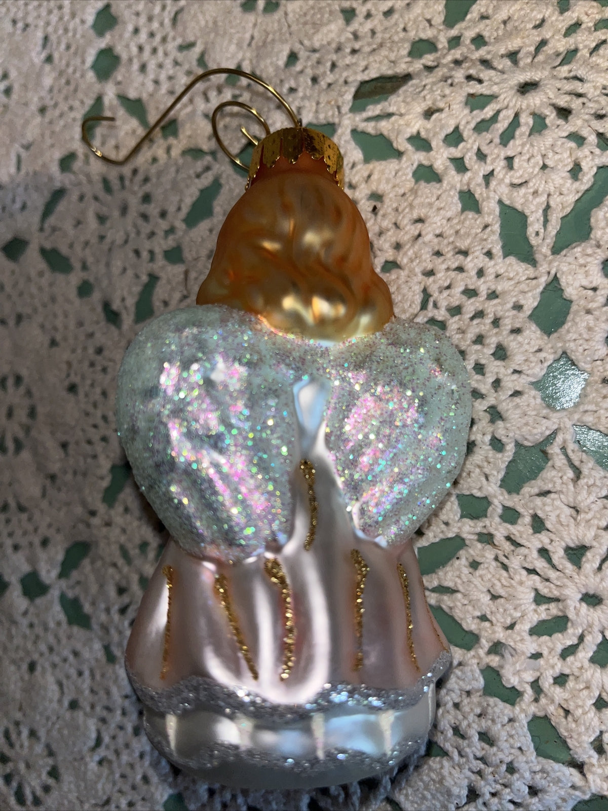Vintage Pretty Angel Mercury Glass Christmas Ornament