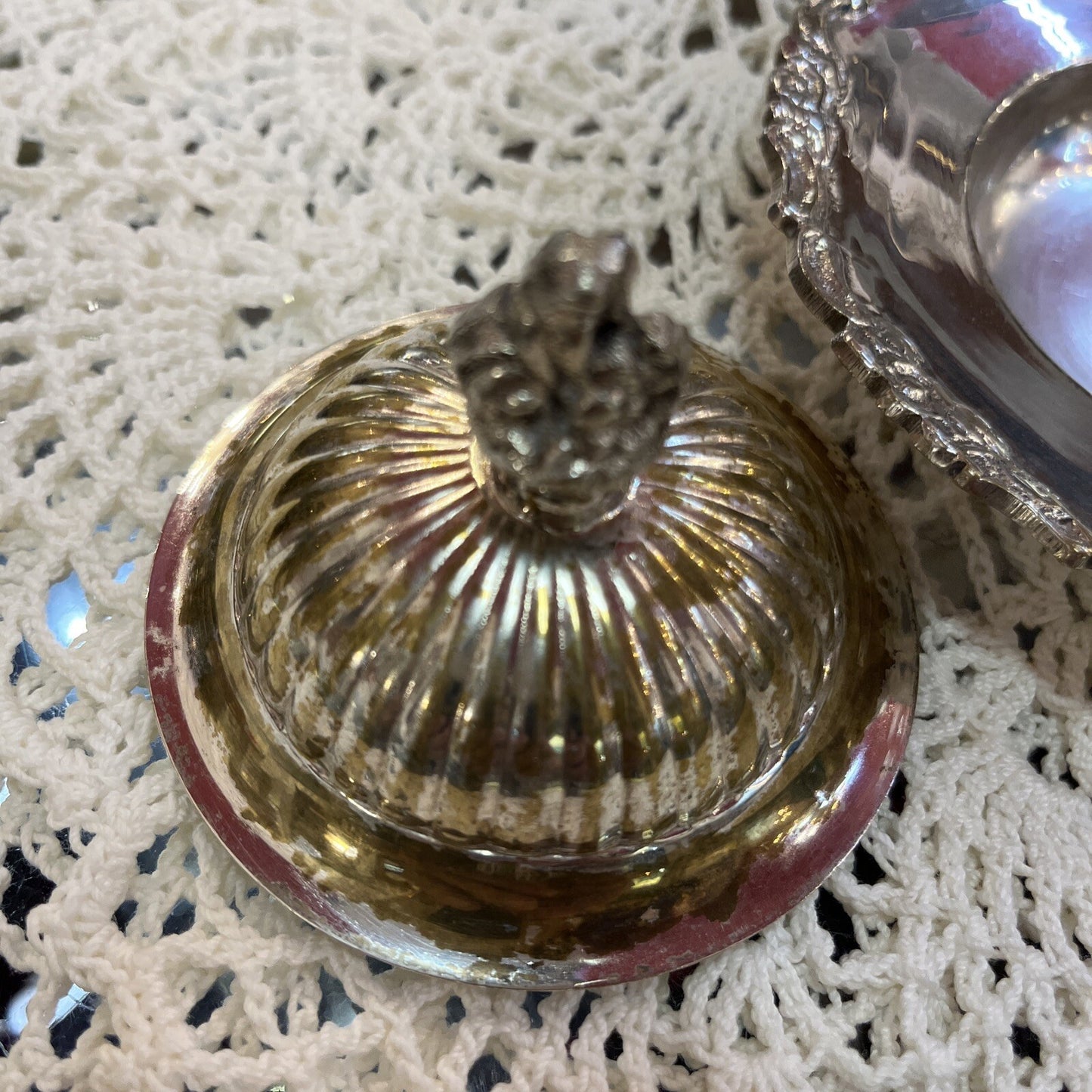 Silver Plate Sugar Bowl Jelly Dish With Lid  Two Handles And Plate 2 Available