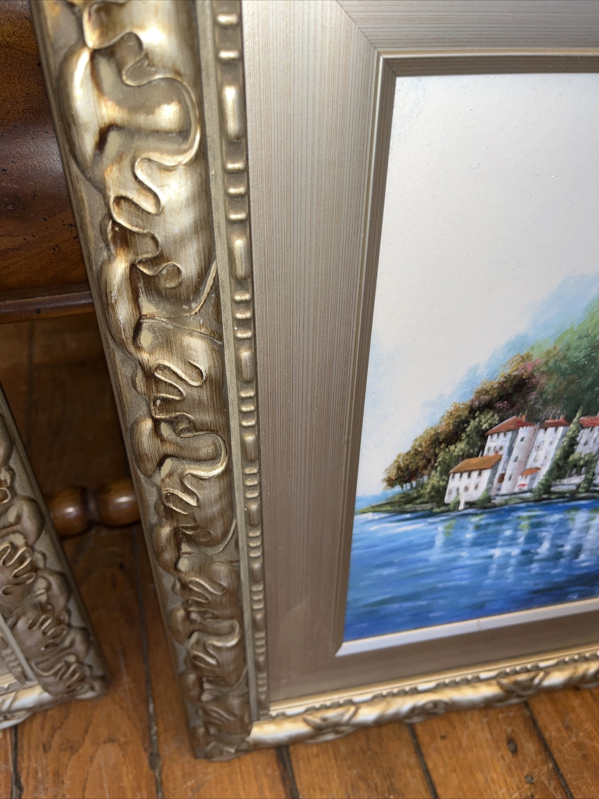 2-Vintage Framed Original Landscape Oil Painting On Canvas - Frame 19” X 19”
