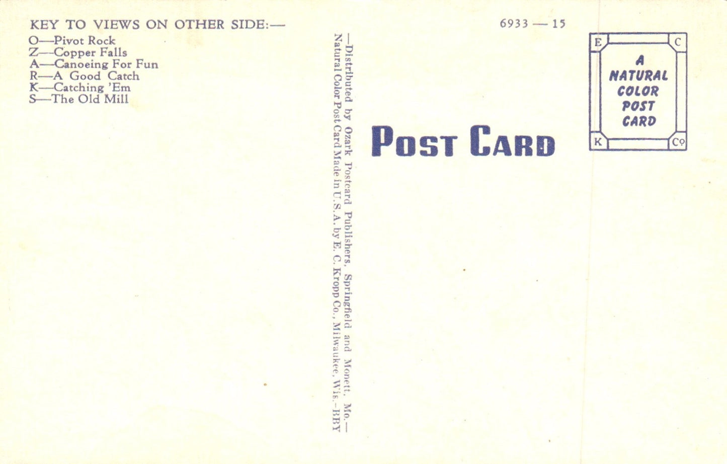 Large Letter Greetings From the Ozark Mountains Postcard