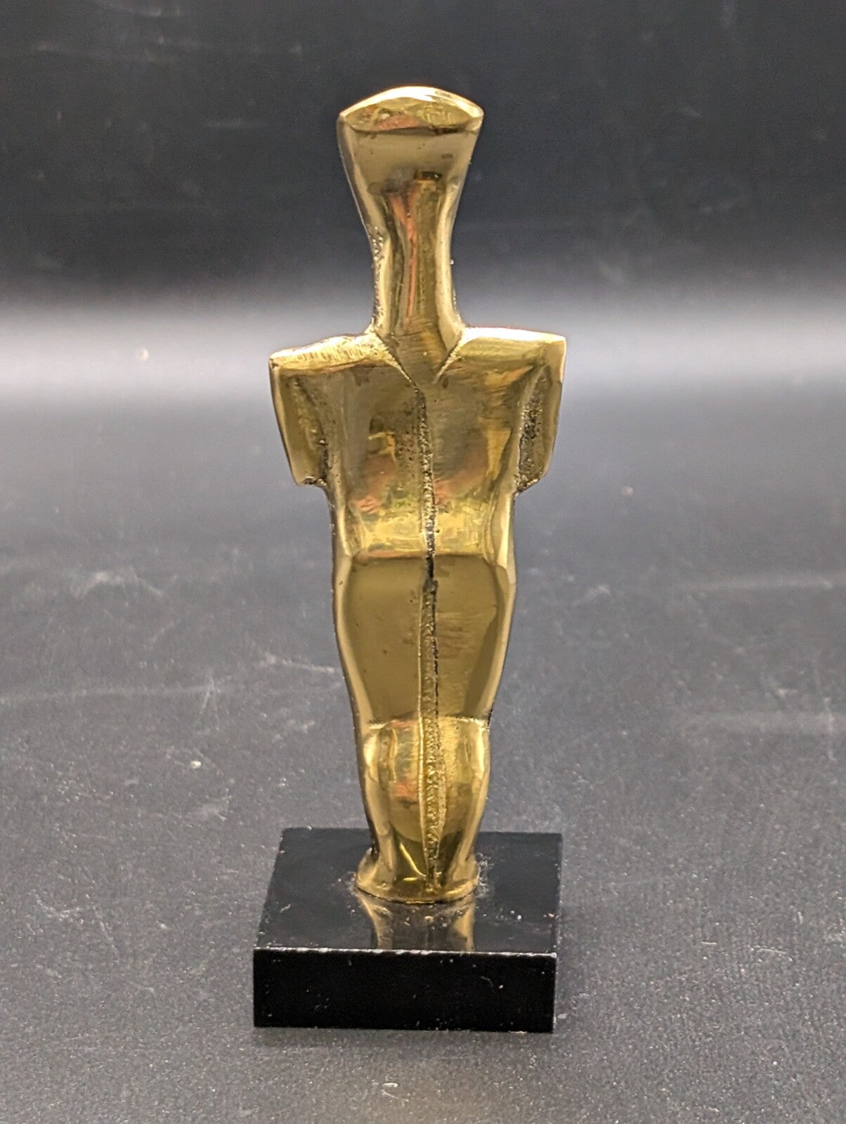 Vintage Brass Cycladic small statue abstract man woman art deco mid century