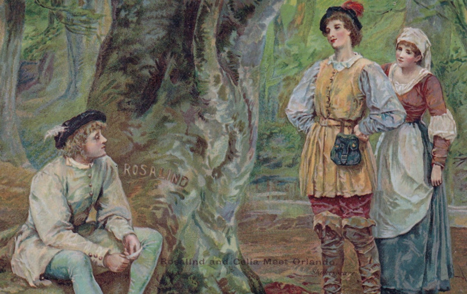 RARE Ernest Nister London Series 18 Rosalind and Celia Meet Orlando Shakespeare