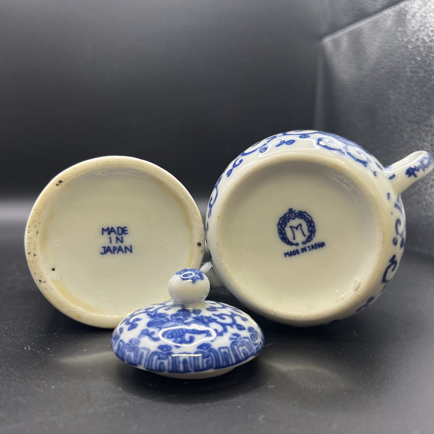 Vintage Morimura Brothers Noritake Blue Phoenix Flying Cream & Sugar Set