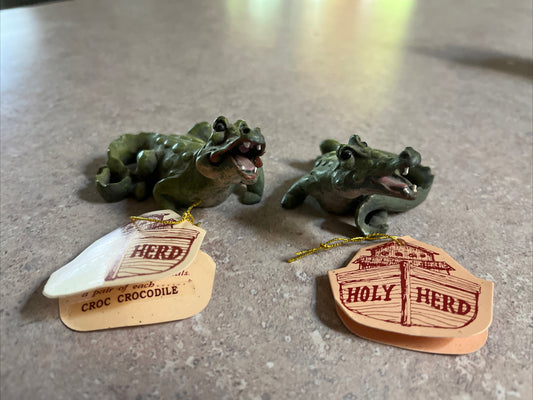 Holy Herd Noah's Ark CROCODILE "Croc & Crockette" With Tag Pete Apsit LOT OF 2