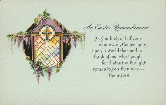 Easter Remembrance Stained Glass Window Greenery Poem Easter Postcard