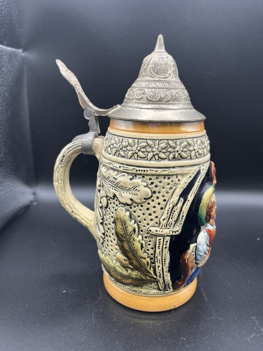 Vintage Original Thewalt Beer Stein Western Germany Pewter Lid 1 Ltr