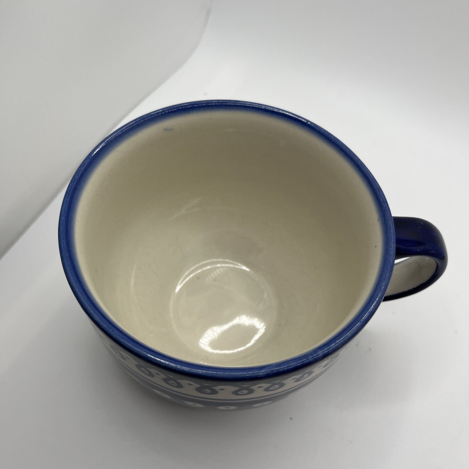 Polish Pottery Boleslawiec Large Blue Latte Cup Mug 18 Oz