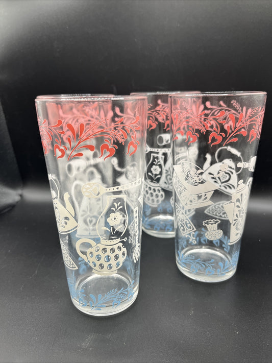 Vintage mid century glasses kitchen theme Set Of 4