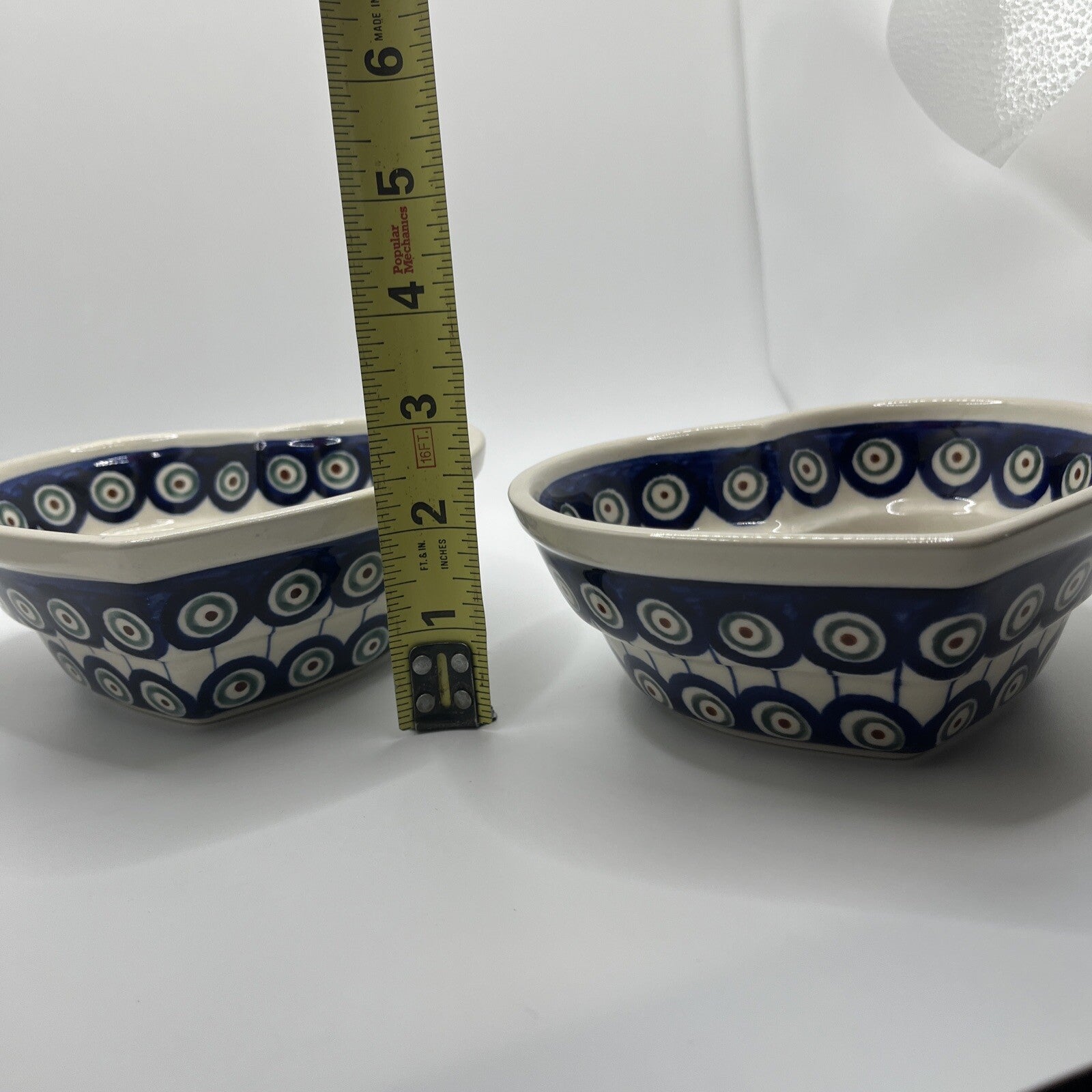 Boleslawiec Polish Pottery  2  Blue  Pattern Heart Serving Bowl