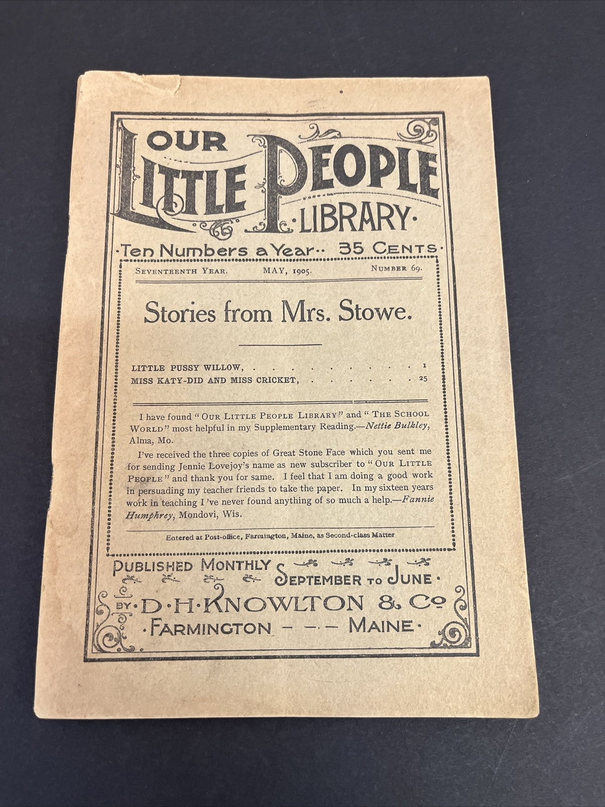 Vintage 1905 Our Little People Library "Stories from Mrs. Stowe" 