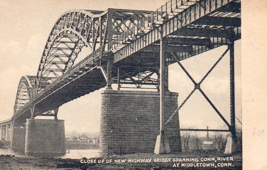 Close Up Of New Hwy Bridge Spanning Across Conn. River CT Connecticut Postcard