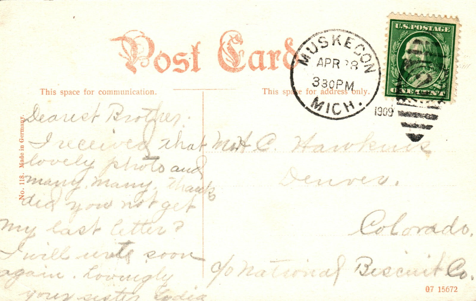1909 New Federal Building Muskegon Michigan MI Postcard