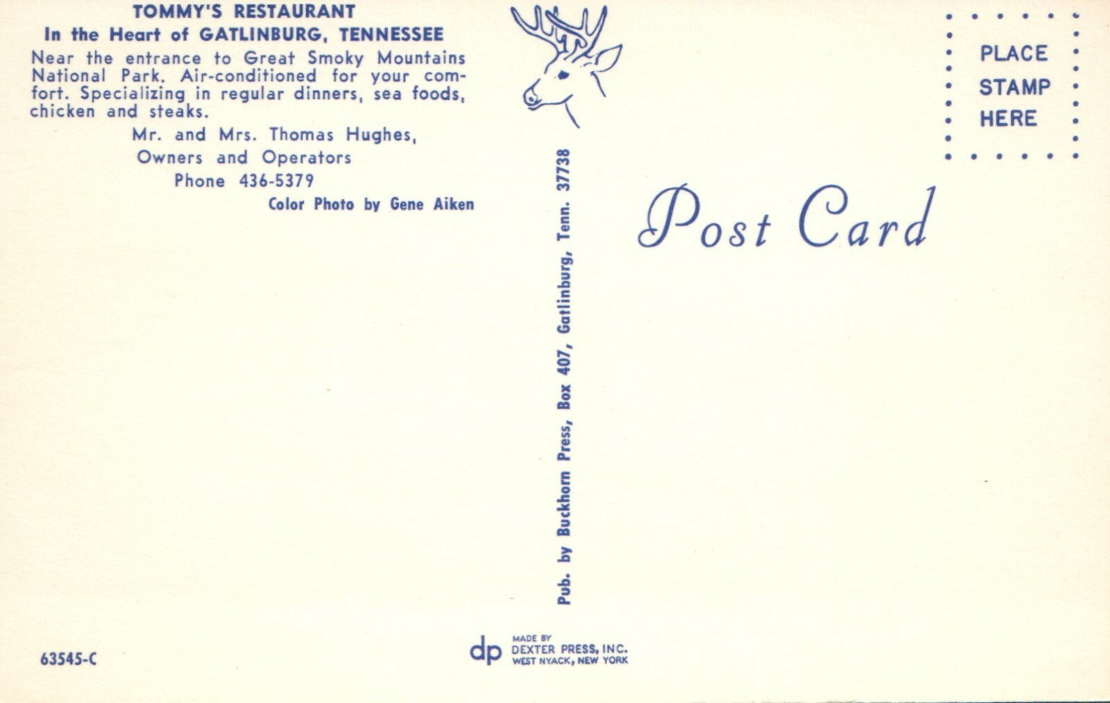 Tommys Restaurant Gatlinburg Tennessee TN Great Smoky Mountains National Park