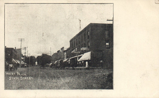 Early pre-1970 State Street Hart Michigan MI Postcard