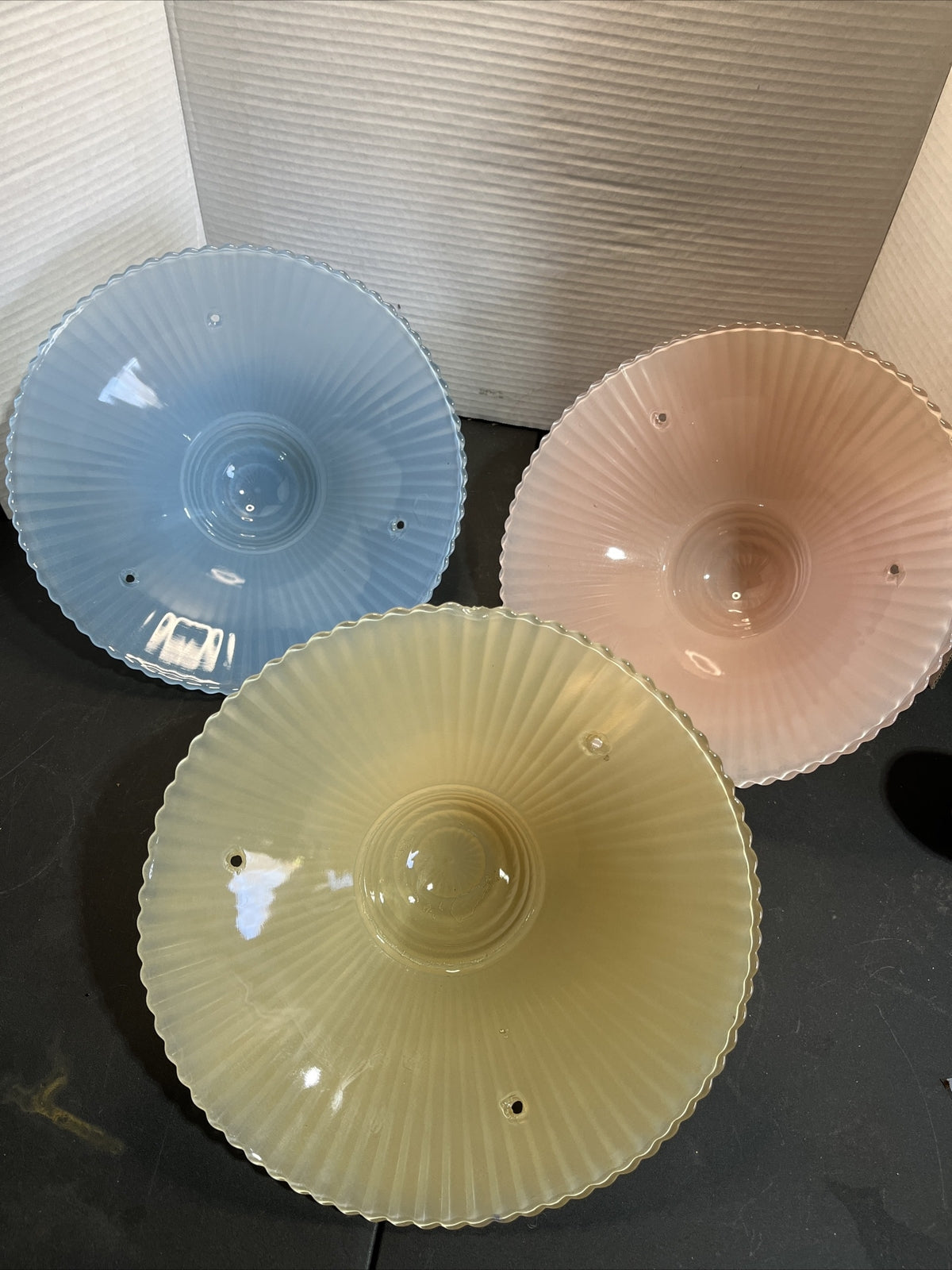 Vintage 11” Glass Shade 3 Hole Flush Mount Light 