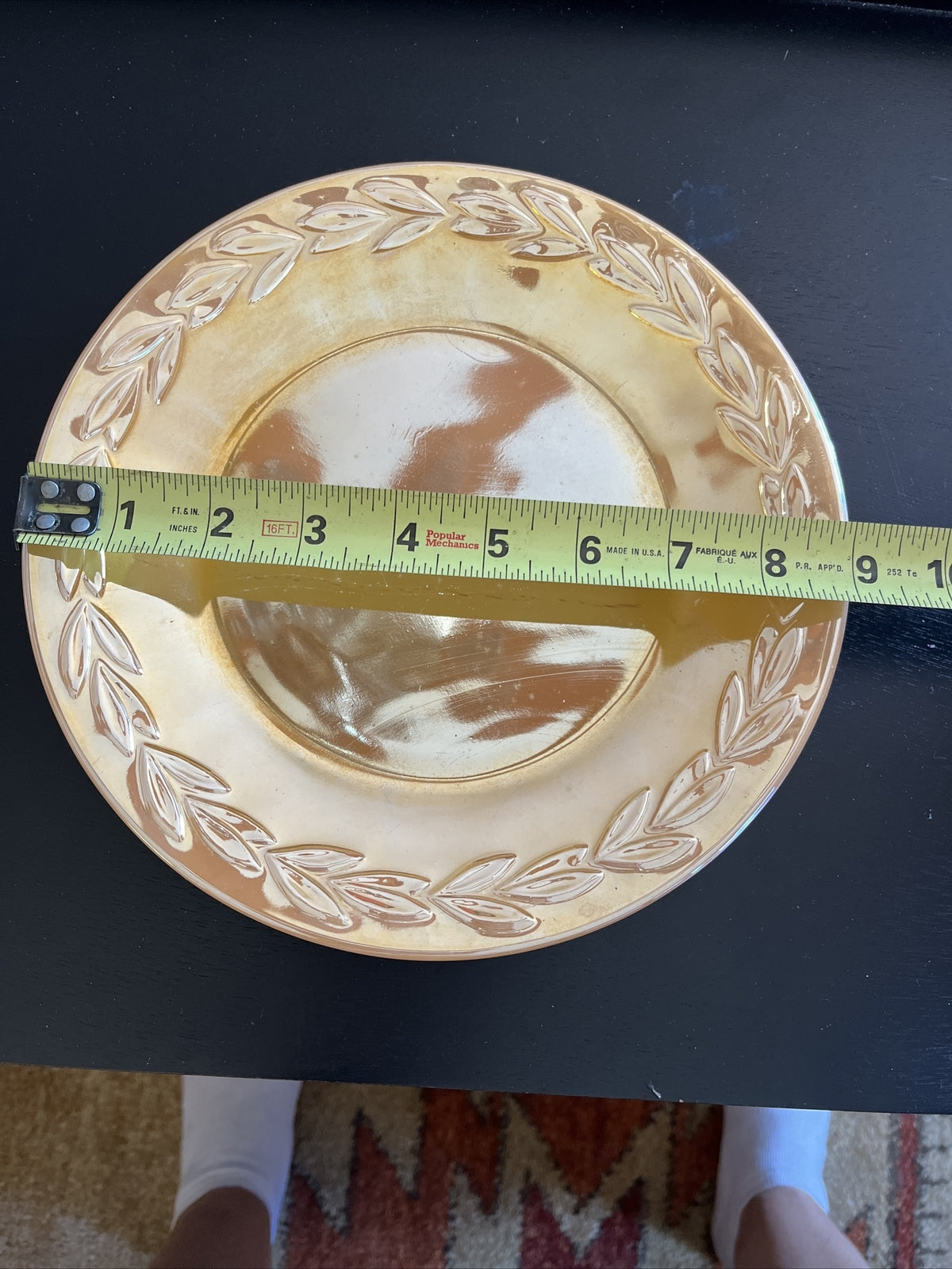 Vintage Fire King PEACH LUSTER WARE LAUREL LEAF  9” Dinner Salad Plate