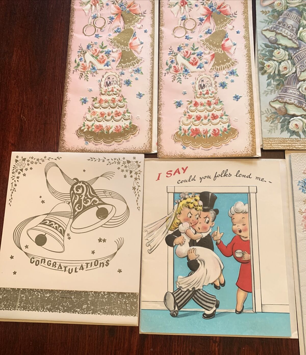Lot of 8 Vintage Wedding Greeting Cards