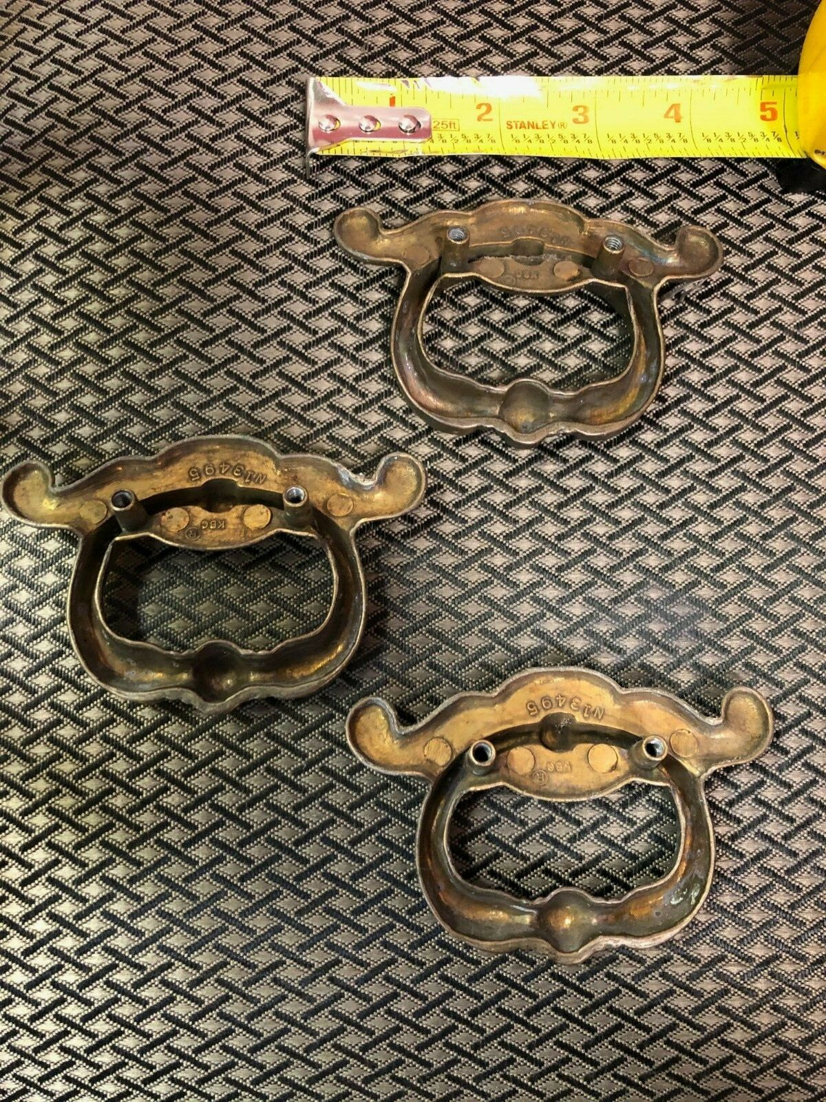 Lot of 3 vintage Brass Dresser  drawer pulls Hardware