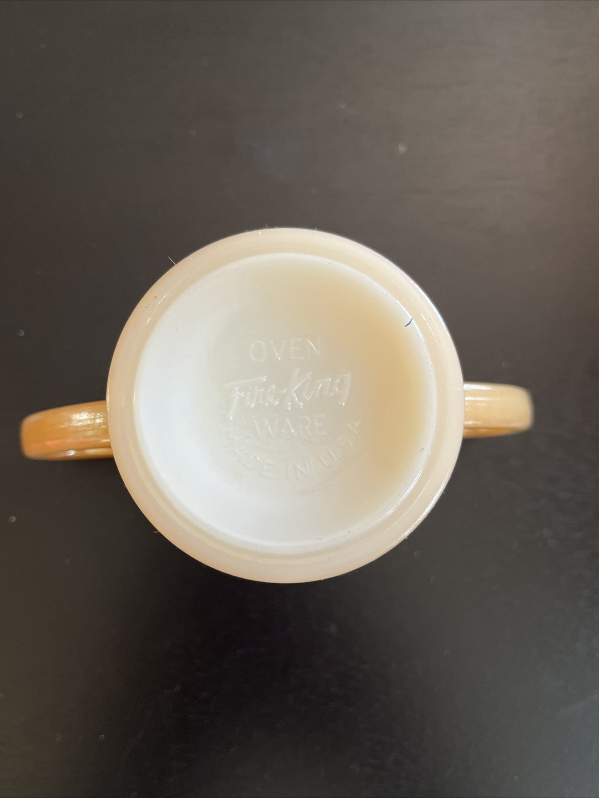Anchor Hocking Fire King Peach Luster Laurel Leaf Sugar Bowl iridescent