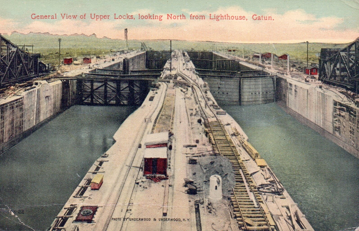 General View of Upper Locks North From Lighthouse Gatun Vintage Panama Postcard