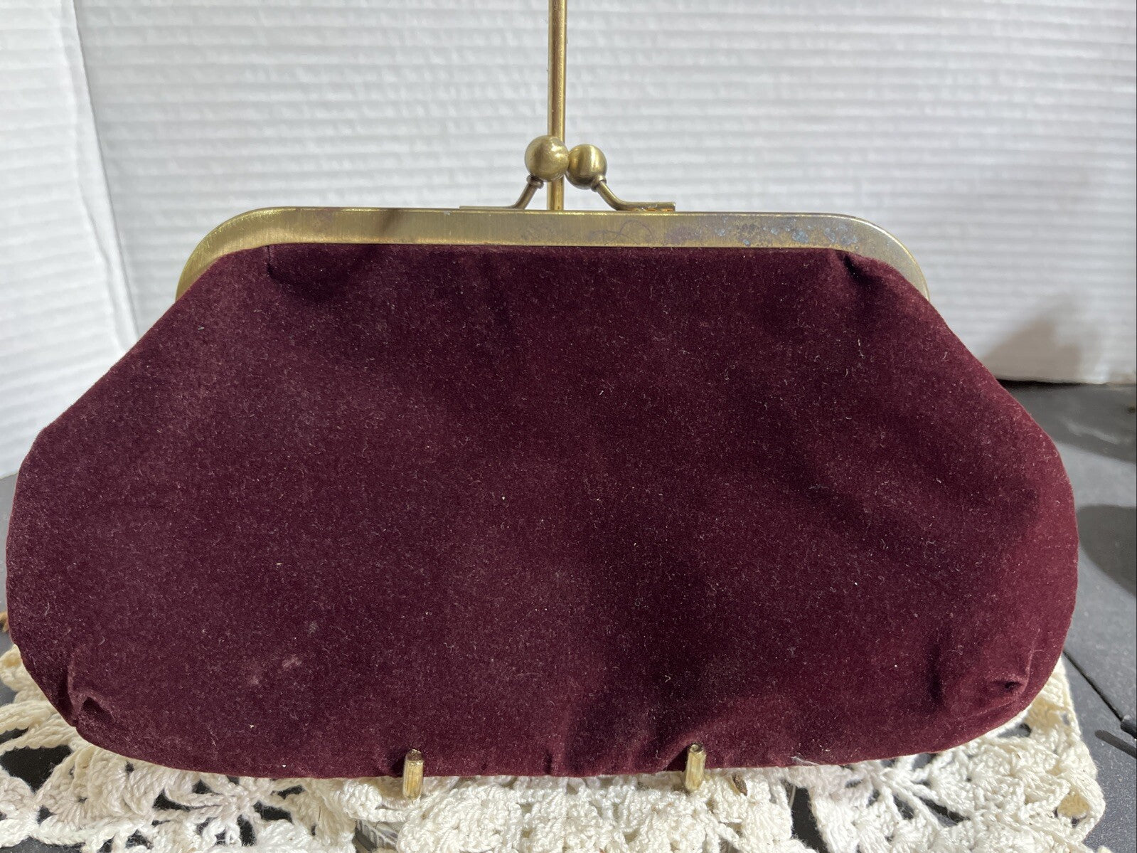 DOLCE & GABBANA Pour Femme Burgundy/Red Wine small Kiss lock Clutch PURSE