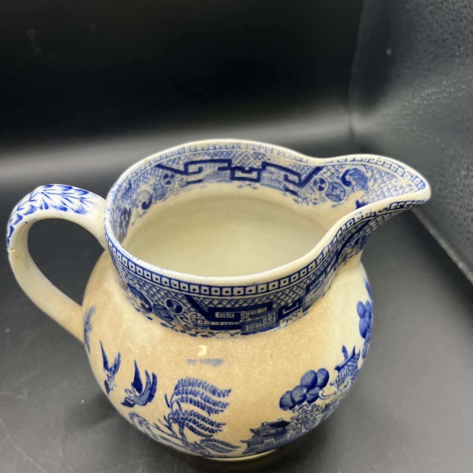 Antique Ridgeway Transfer Ware Staffordshire Blue Willow Large Pitcher C. 1890's