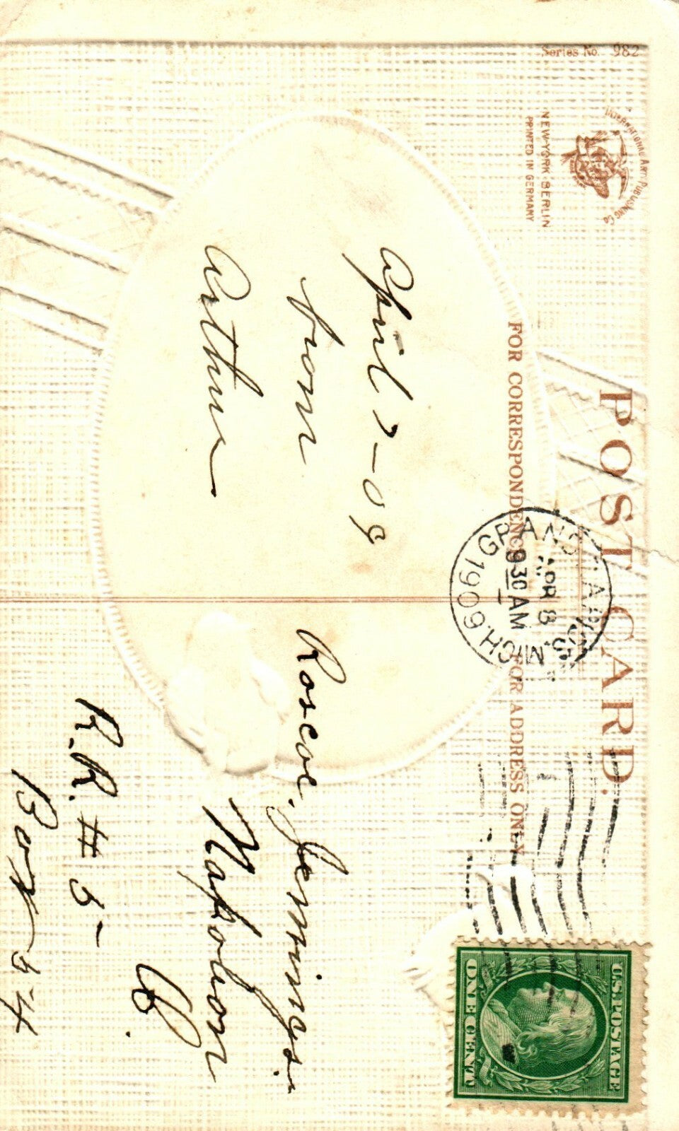 Clapsaddle 982 Silver Metallic Chicks Wondering Easter Greetings Postcard