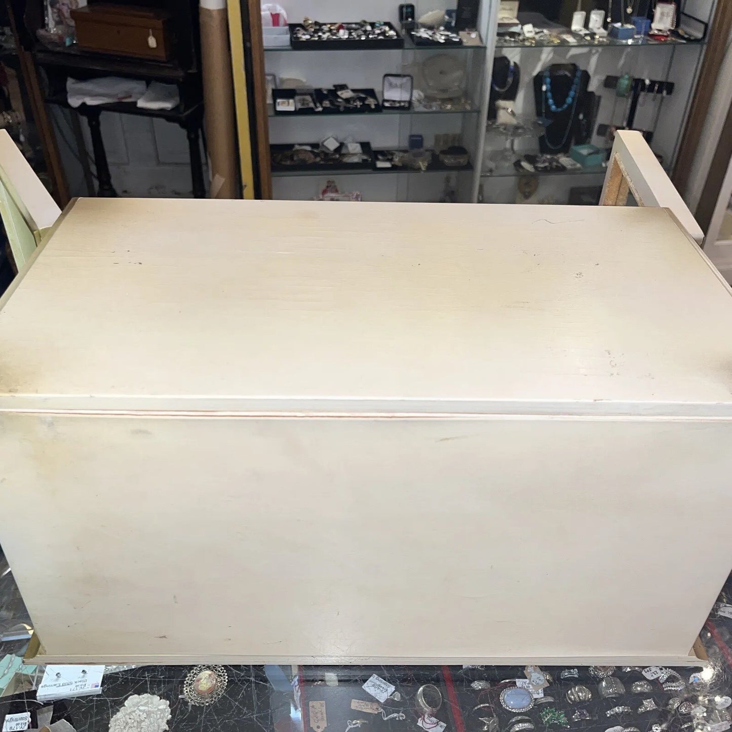 RARE VTG Gold Hollywood Regency Style Mirrors,4 Drawer Velvet lined Jewelry Box