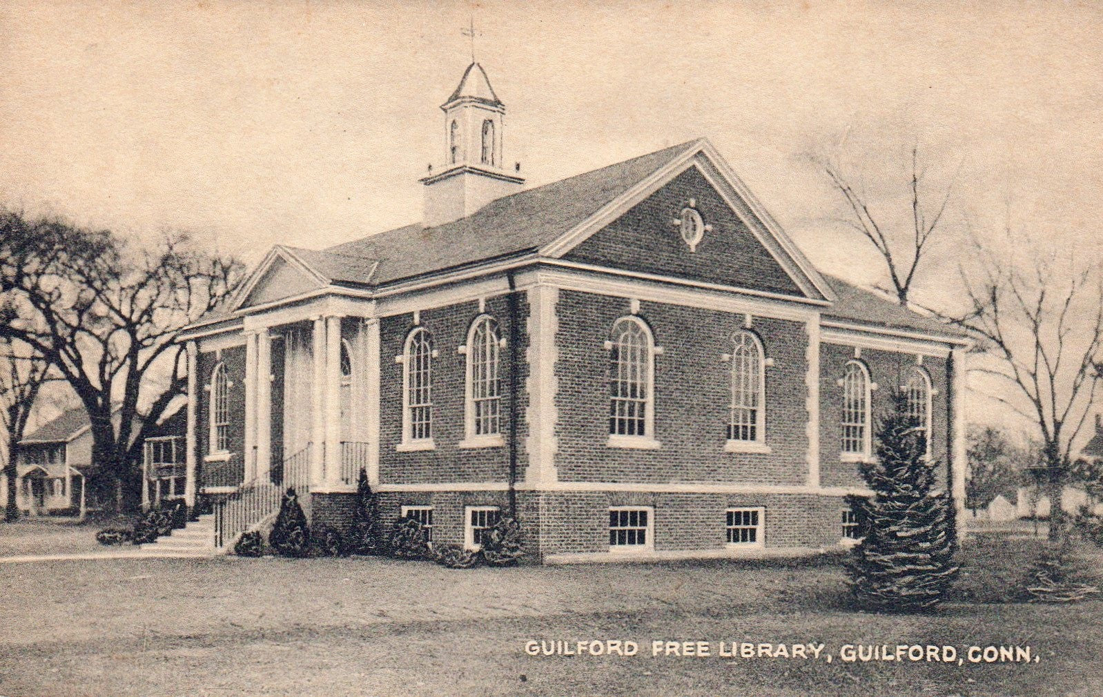 Guilford Free Library in Guliford CT Connecticut Postcard
