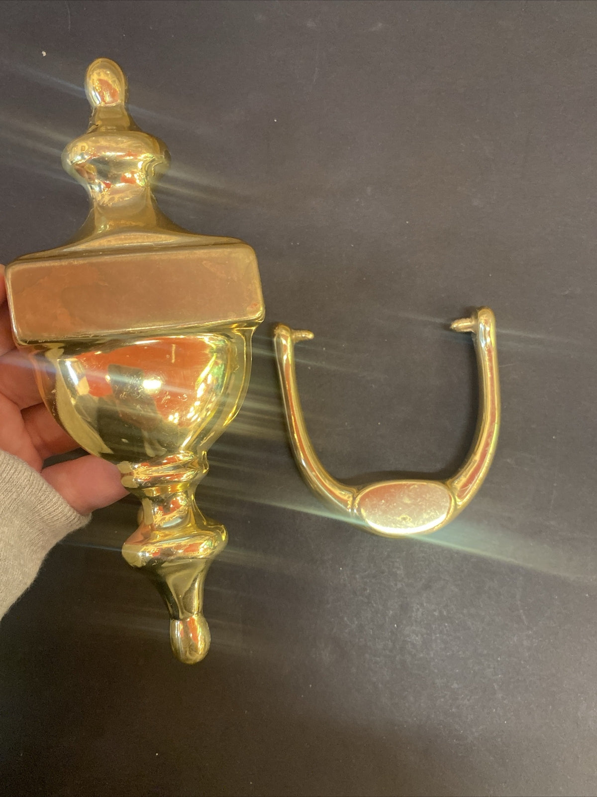 Vintage Sold Brass Door Knocker 6.5" x 3.5"