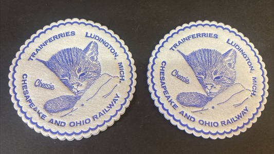 LOT OF 2 CHESSIE PAPER COASTER CHESAPEAKE AND OHIO RAILROAD LUDINGTON MICHIGAN