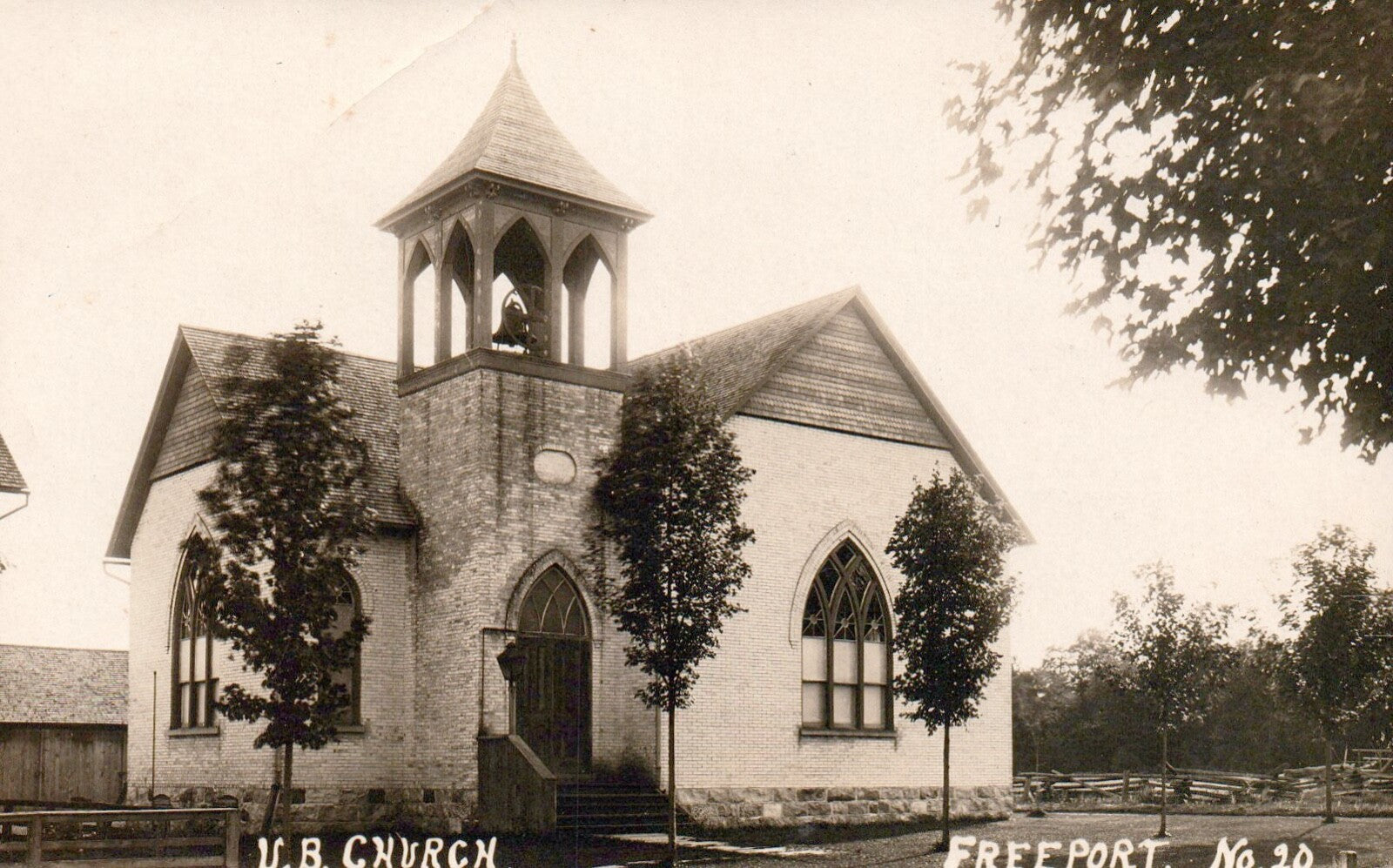 U.B. Church Vintage Real Photo Freeport Michigan MI Postcard