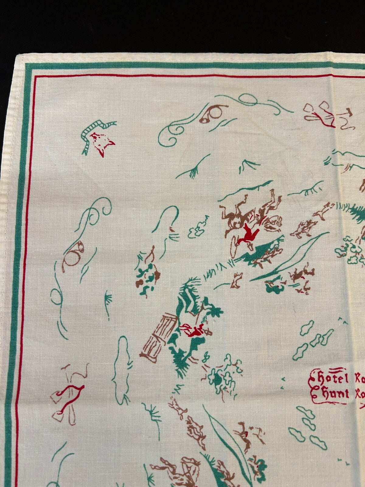 Vintage Grand Rapids Michigan Hotel Rowe Hunt Room Linen Napkin Images of Horses