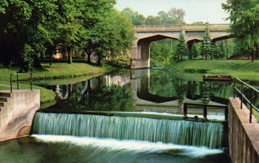 Mitchell Street Bridge and Dam On Bear River Petoskey MI Michigan Mich