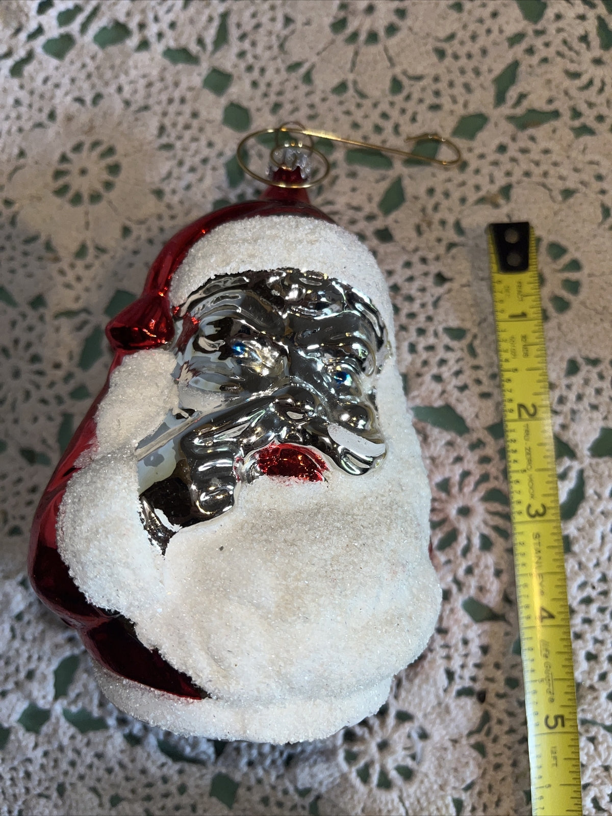Vintage Santa Mercury Glass Christmas Ornament
