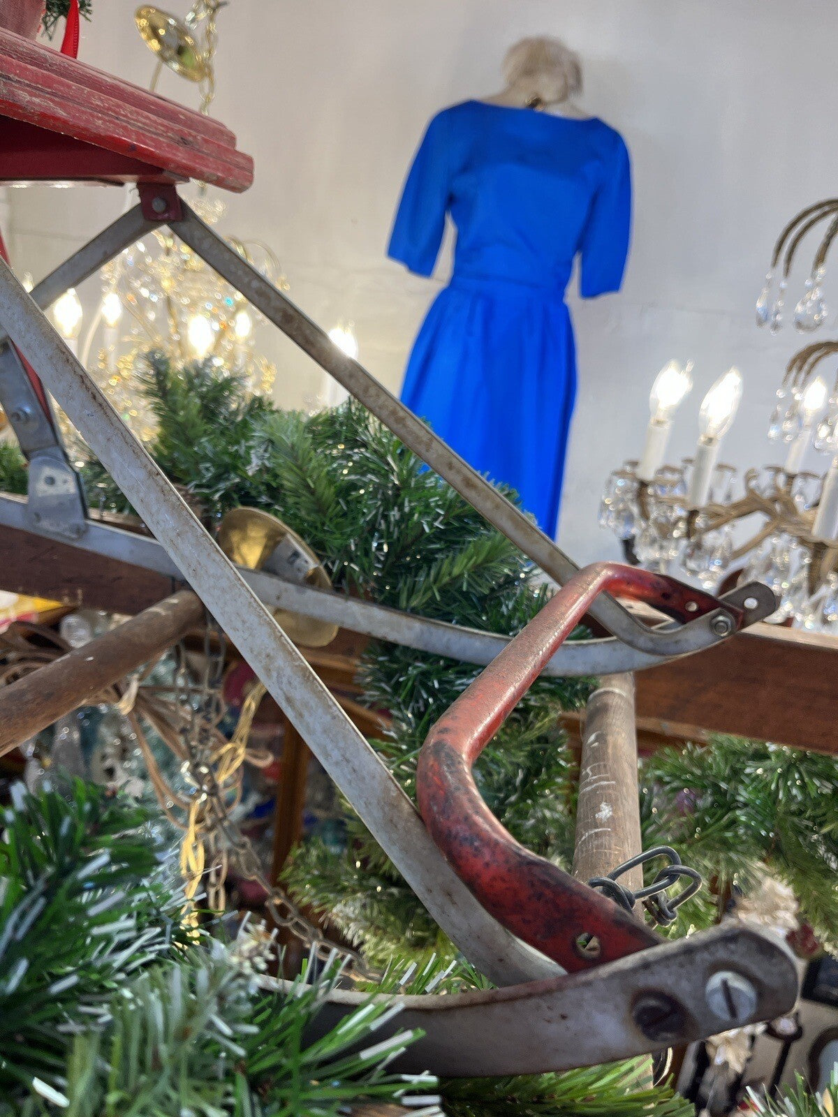 Antique Victorian Primitive Solid Wood & Iron Child's Snow Sled