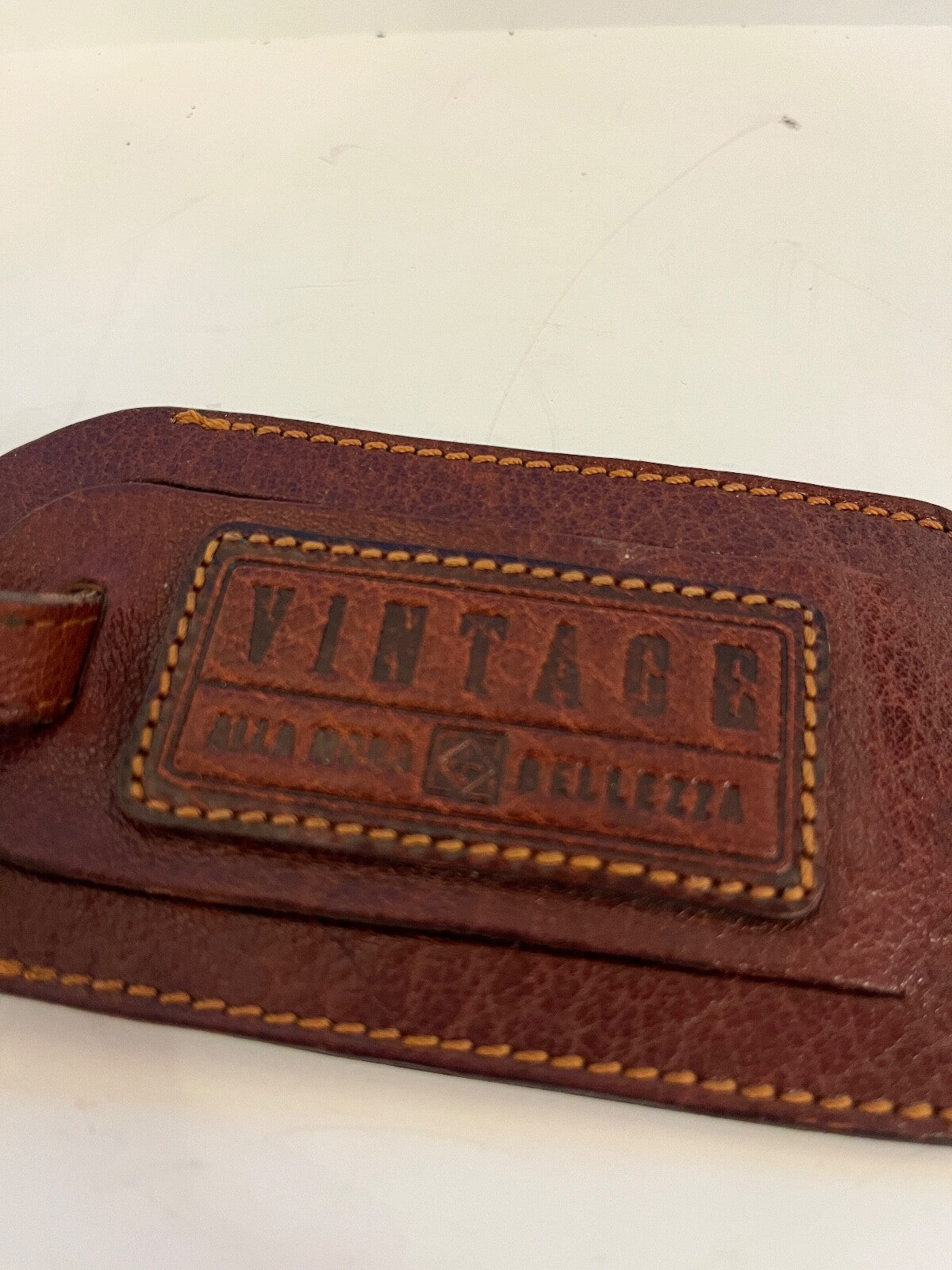 Vintage Alla Noda Bellezza Leather Luggage Tag 