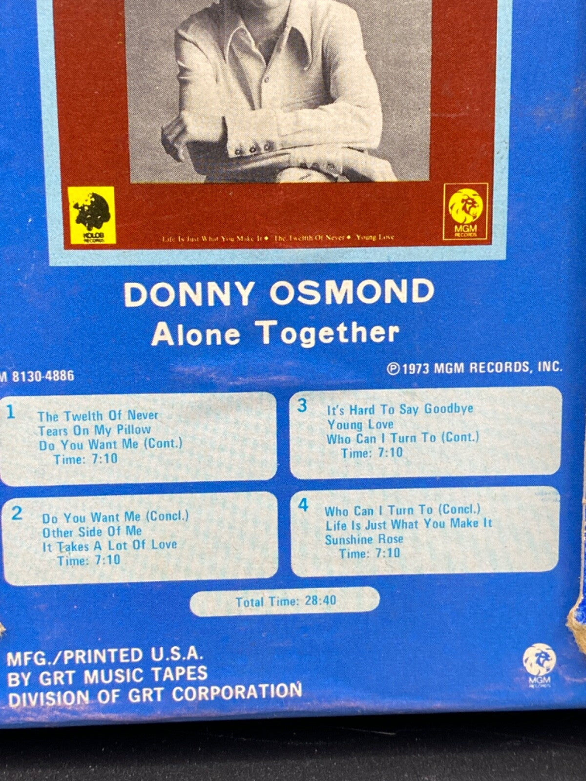 Vintage 8 Track Donny Osmond Alone Together