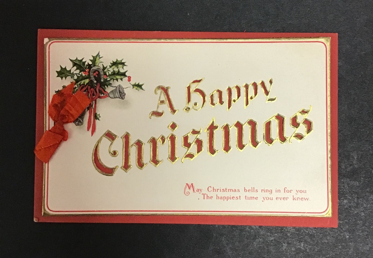 Red Christmas Bells Ring For You Happy Christmas Greeting Postcard