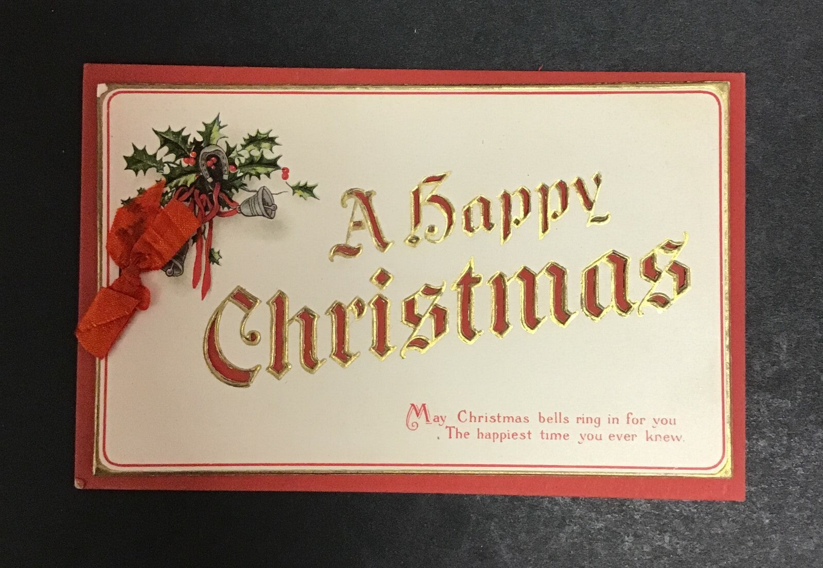 Red Christmas Bells Ring For You Happy Christmas Greeting Postcard