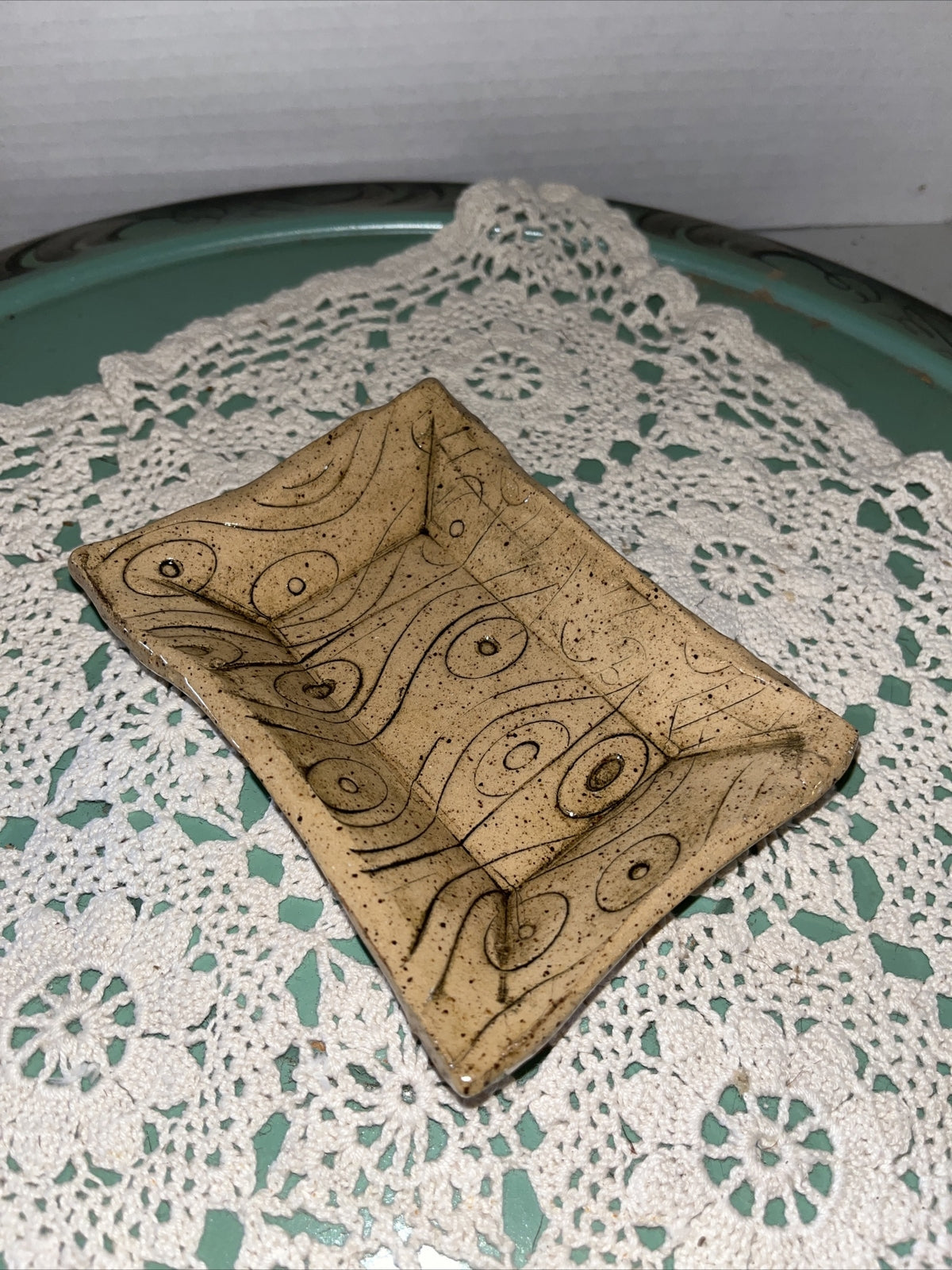 Studio Art Pottery Trinket Dish / Soap Dish  USA Made 5.25”